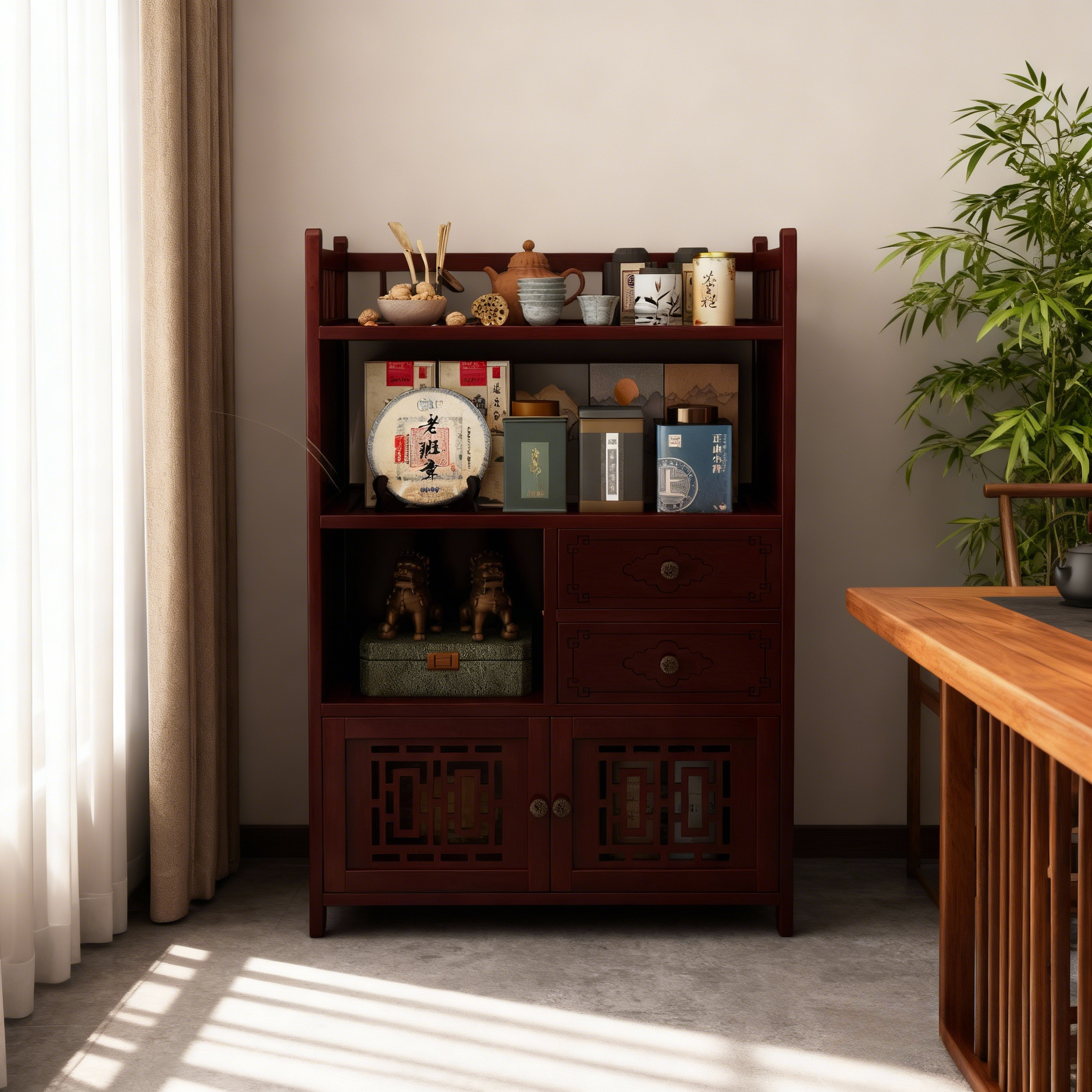 中式茶柜置物架茶室茶具收纳柜家用茶水柜茶叶放置架子小型博古架,住宅家具,搁板/置物架/家用陈列架,淘宝优惠券,粉丝福利购,淘宝优惠卷