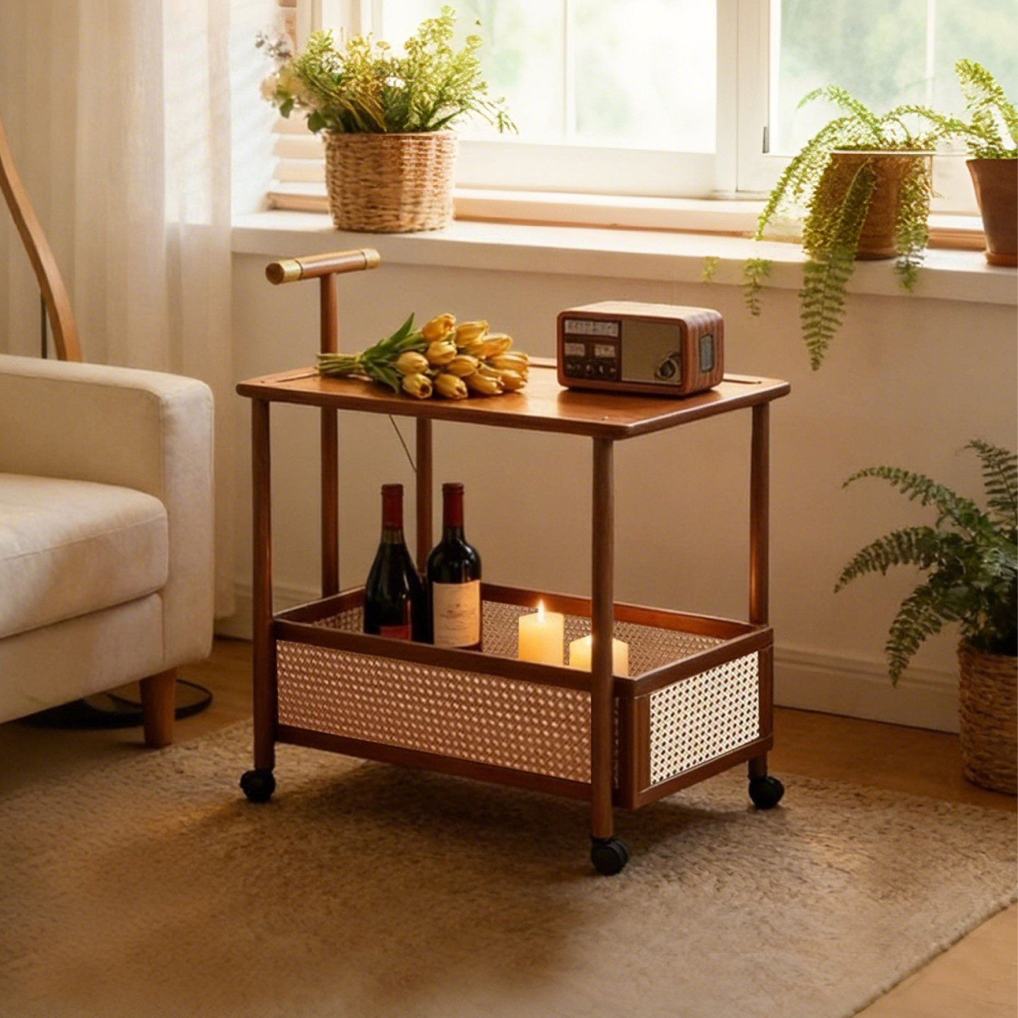 中古风小推车零食置物架沙发边几多层储物架可移动工具车收纳架子,住宅家具,移动边几/推车,淘宝优惠券,粉丝福利购,淘宝优惠卷