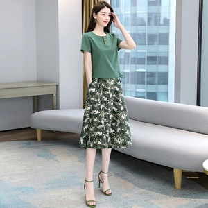 连衣裙女夏2022年新款气质洋气高端小个子夏装搭配套装两件套裙子