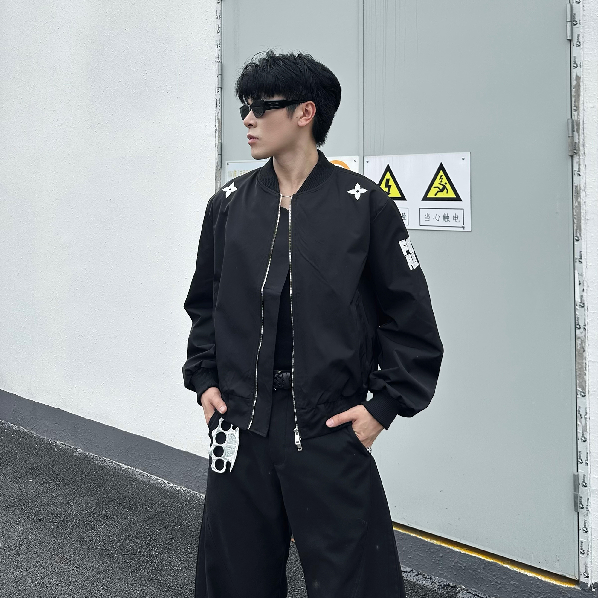 美式复古刺绣棒球服夹克