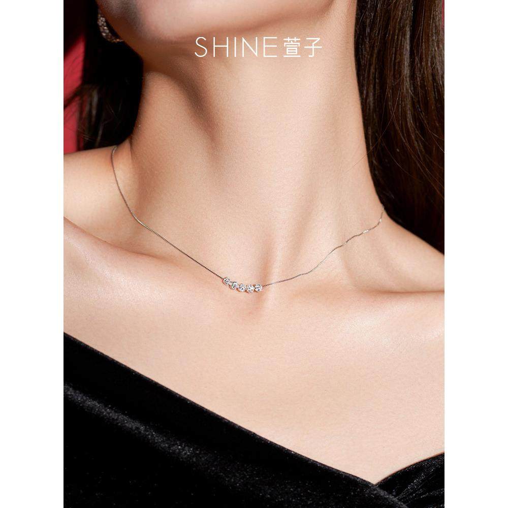 shine萱子饰品水钻冷淡风925银饰项链锁骨链轻奢设计感小众配饰