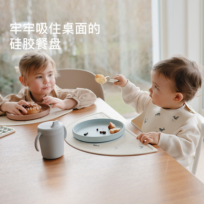 mushie儿童宝宝硅胶吸盘餐盘圆形食品级硅胶婴儿餐具,婴童用品,儿童餐具,淘宝优惠券,粉丝福利购,淘宝优惠卷