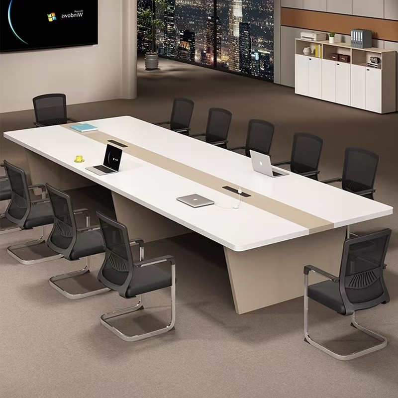 长桌会议桌实木颗粒板E1级白色桌
