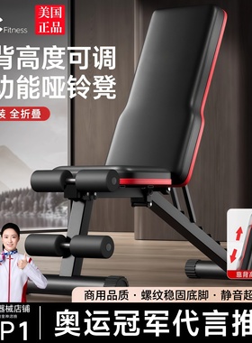 哑铃凳家用仰卧起坐辅助器健身器材男士杠铃卧推飞鸟折叠多功能凳