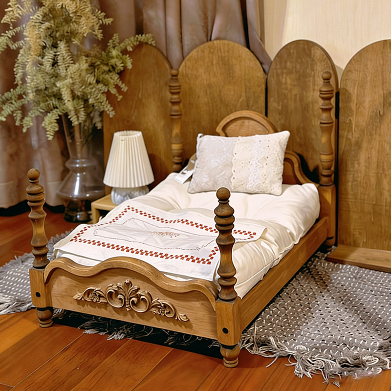 纵晨宠物家具橡木木制罗马小床狗狗床中古宠物床网红2023新款上新