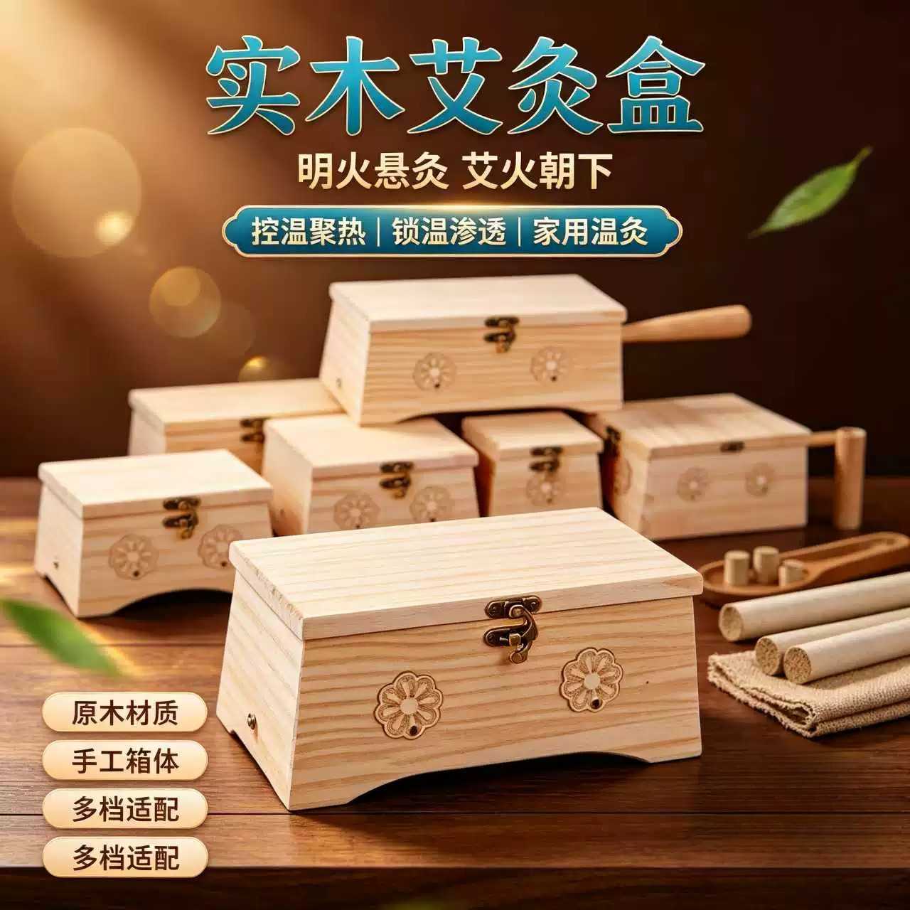 手持木制随身灸艾灸盒肚子温灸级