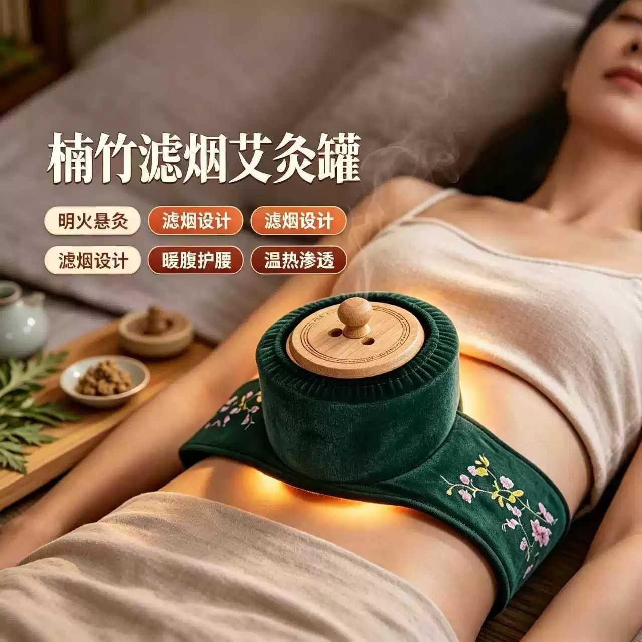 楠竹无烟艾灸盒中医院专用悬灸筒