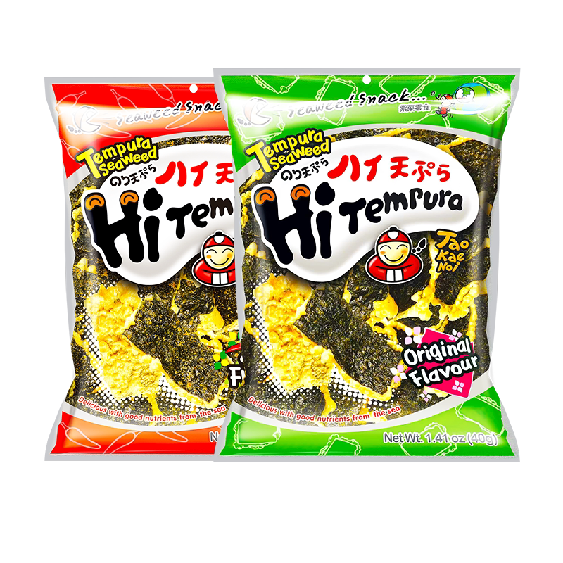 陈哲远代言TaoKaeNoi老板仔旗舰店泰国进口休闲小吃天妇罗海苔40g