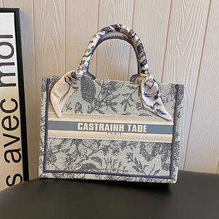 网红高级感帆布手提托特包女2025新款时尚上班通勤包大容量购物袋