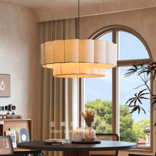 法式复古吊灯东方素雅布艺主卧灯侘寂风餐厅吧台简朴民宿禅意灯具