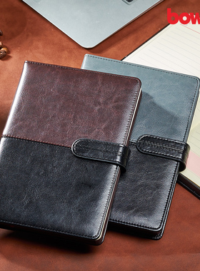 博文25167加厚皮面商务笔记本文具商务人士简约大学生a5会议记录本文艺精致复古日记本办公用工作厚本子皮面