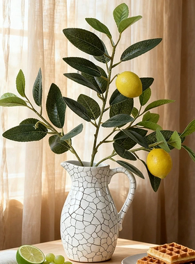 新款仿真柠檬黄色果子室内装饰摆放花艺橱窗软装创意插花摆件绿植