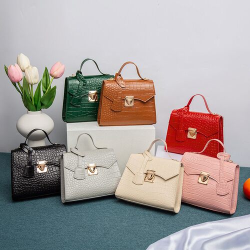 鳄鱼纹凯莉包2026ladies hand bag简约手提包韩版复古时尚小方包