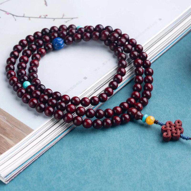 印度小叶紫檀diy手工原创手炼女款覆古佛珠108颗念珠檀香木手串