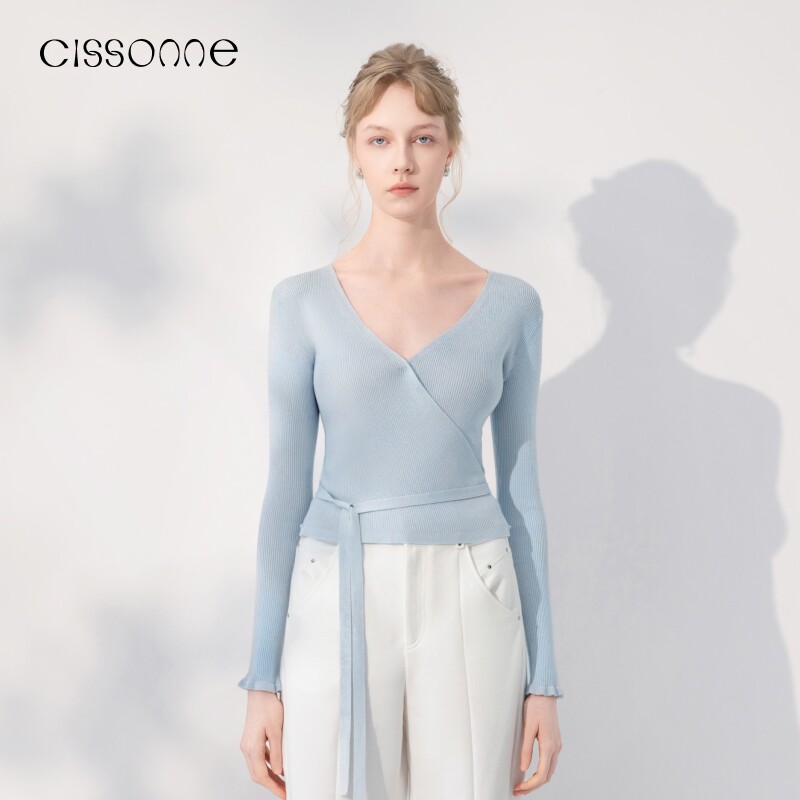 CISSONNE赛颂精致木耳边毛织套衫