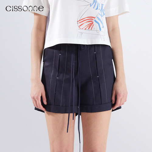 CISSONNE赛颂醋酸工装风女短裤