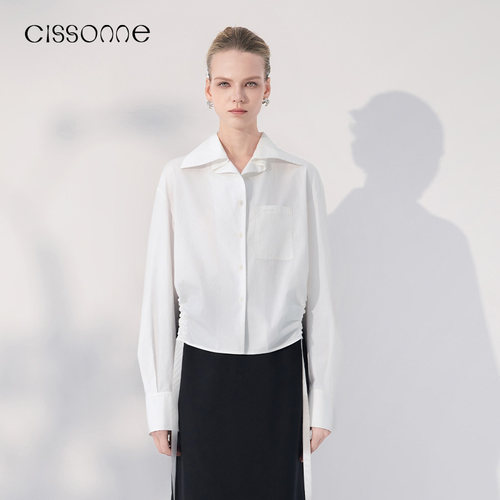 CISSONNE静奢抽褶飘带衬衫