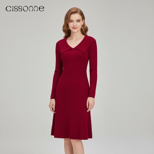 CISSONNE赛颂新年圣诞红色连衣裙