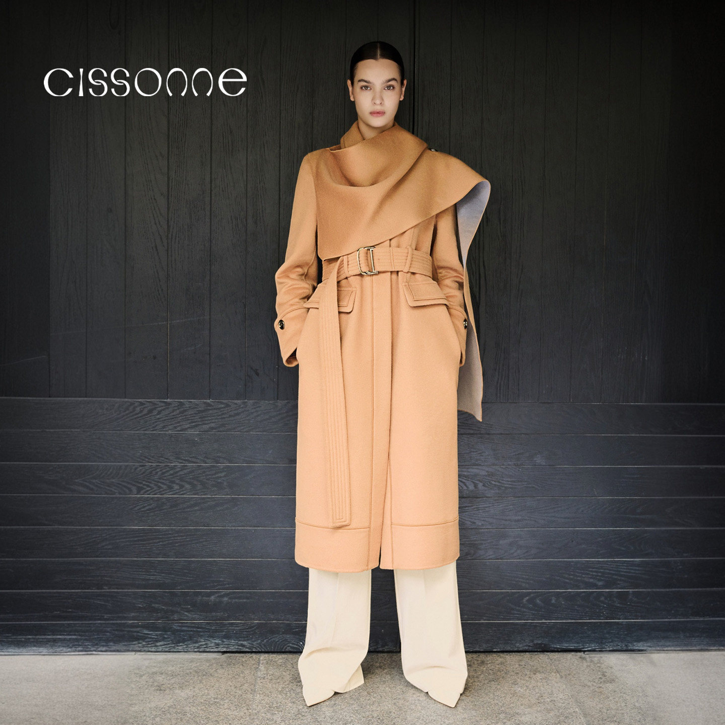 毛双面呢披肩毛呢大衣