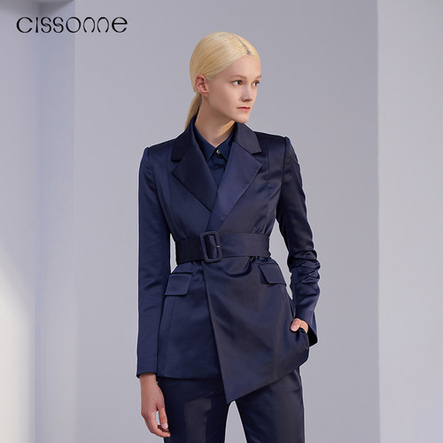 CISSONNE赛颂缎面光泽感西装外套