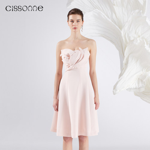 CISSONNE赛颂胸前马蹄莲抹胸礼服