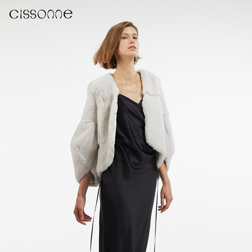CISSONNE赛颂獭兔毛皮草外套