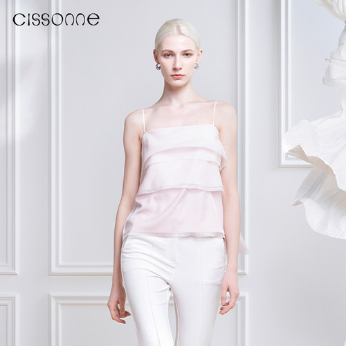 CISSONNE赛颂桑蚕丝芭蕾风吊带