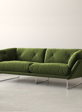 SABA沙发客厅2025新款布艺小户型双三人位直排云朵沙发天鹅绒绿色