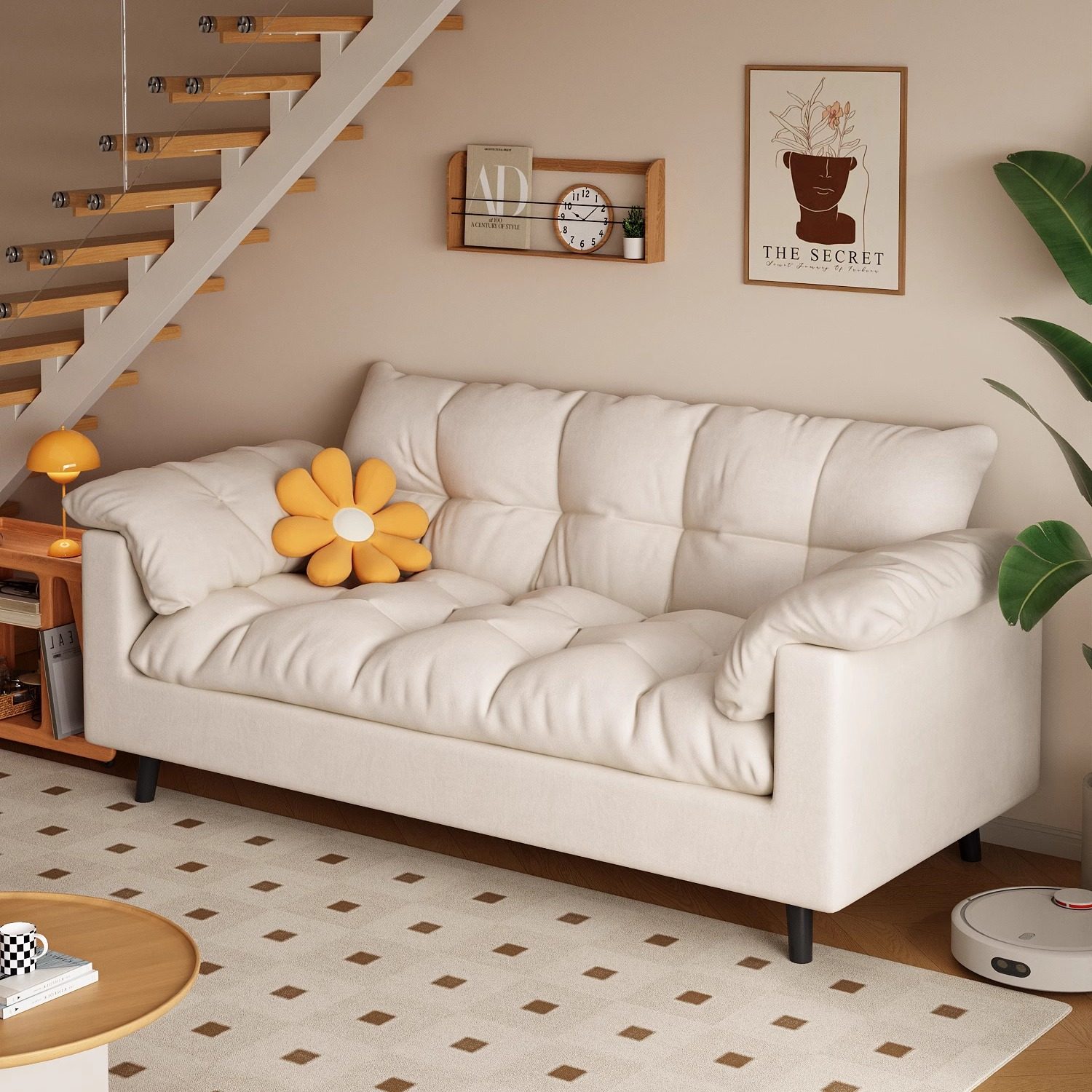 奶油风小户型沙发政府补贴云朵布艺客厅2025新款双人出租房可拆洗,住宅家具,布艺沙发,淘宝优惠券,粉丝福利购,淘宝优惠卷