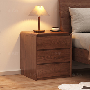 全实木床头柜家用卧室2025新款轻奢高级感现代简约小型床边收纳柜