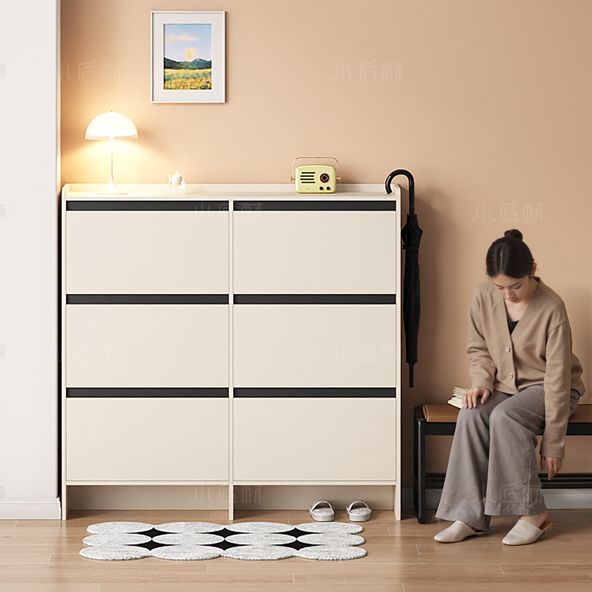 超薄款实木翻斗鞋柜家用门口2026新款爆款高档玄关收纳柜一体靠墙,住宅家具,鞋柜,淘宝优惠券,粉丝福利购,淘宝优惠卷