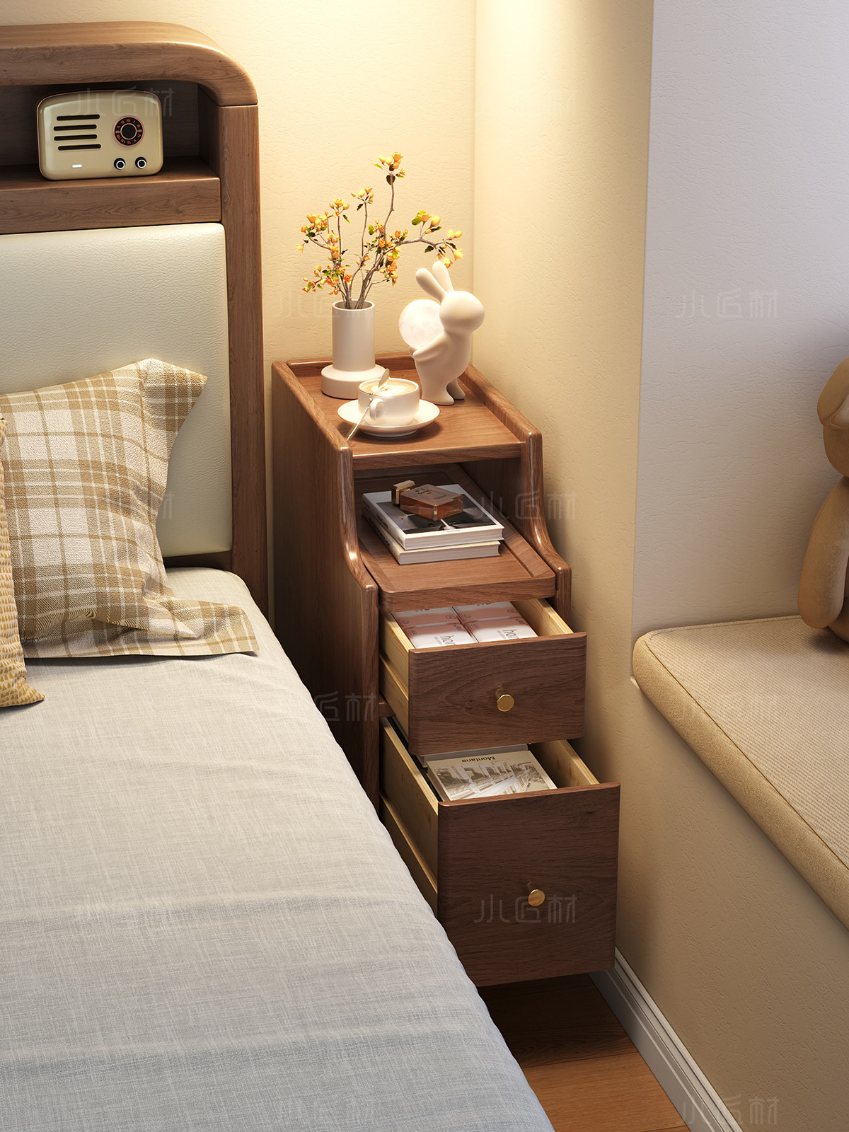 实木床头柜小型极窄家用卧室2025爆款超窄床边收纳柜子夹缝置物架,住宅家具,床头柜,淘宝优惠券,粉丝福利购,淘宝优惠卷