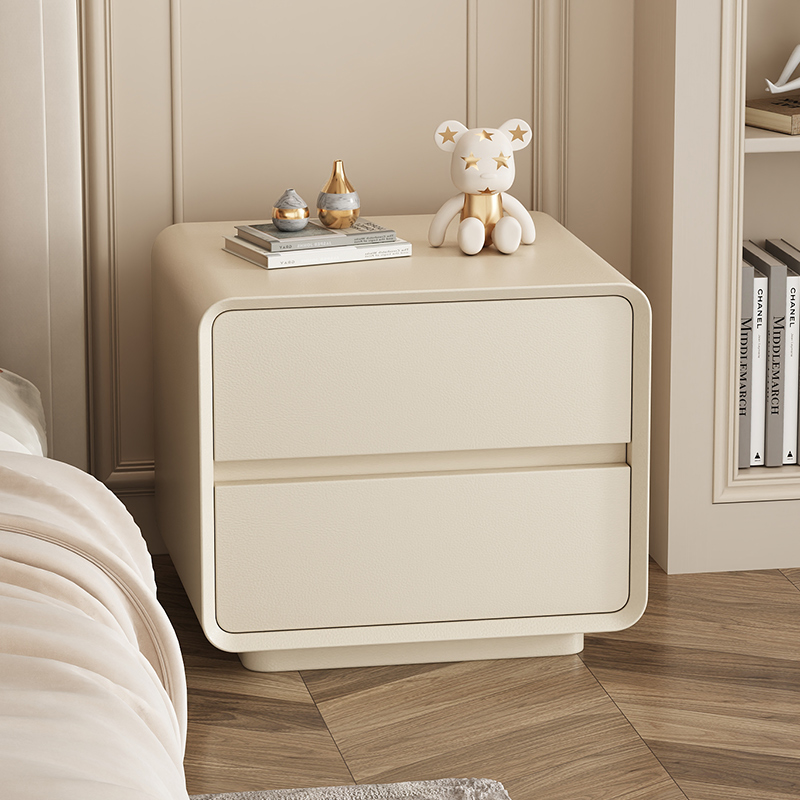 实木奶油风床头柜简约现代卧室家用床边小柜子轻奢高级感收纳柜