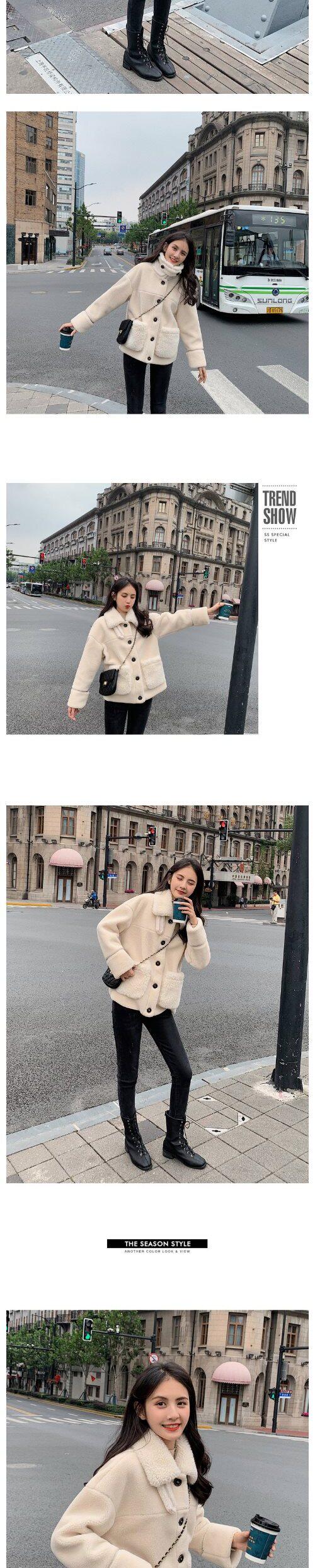 Подгонять одежда Спецодежда/Униформа/бизнес 羊羔毛外套女短款2020冬季新款韩版百搭显瘦皮毛一体小羊毛羔绒潮 22879606