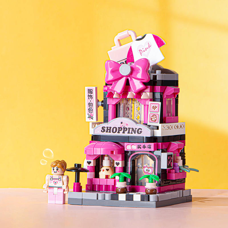 LOZ俐智小颗粒积木街景糖果店玩具女孩生日礼物益智组装摆件模型
