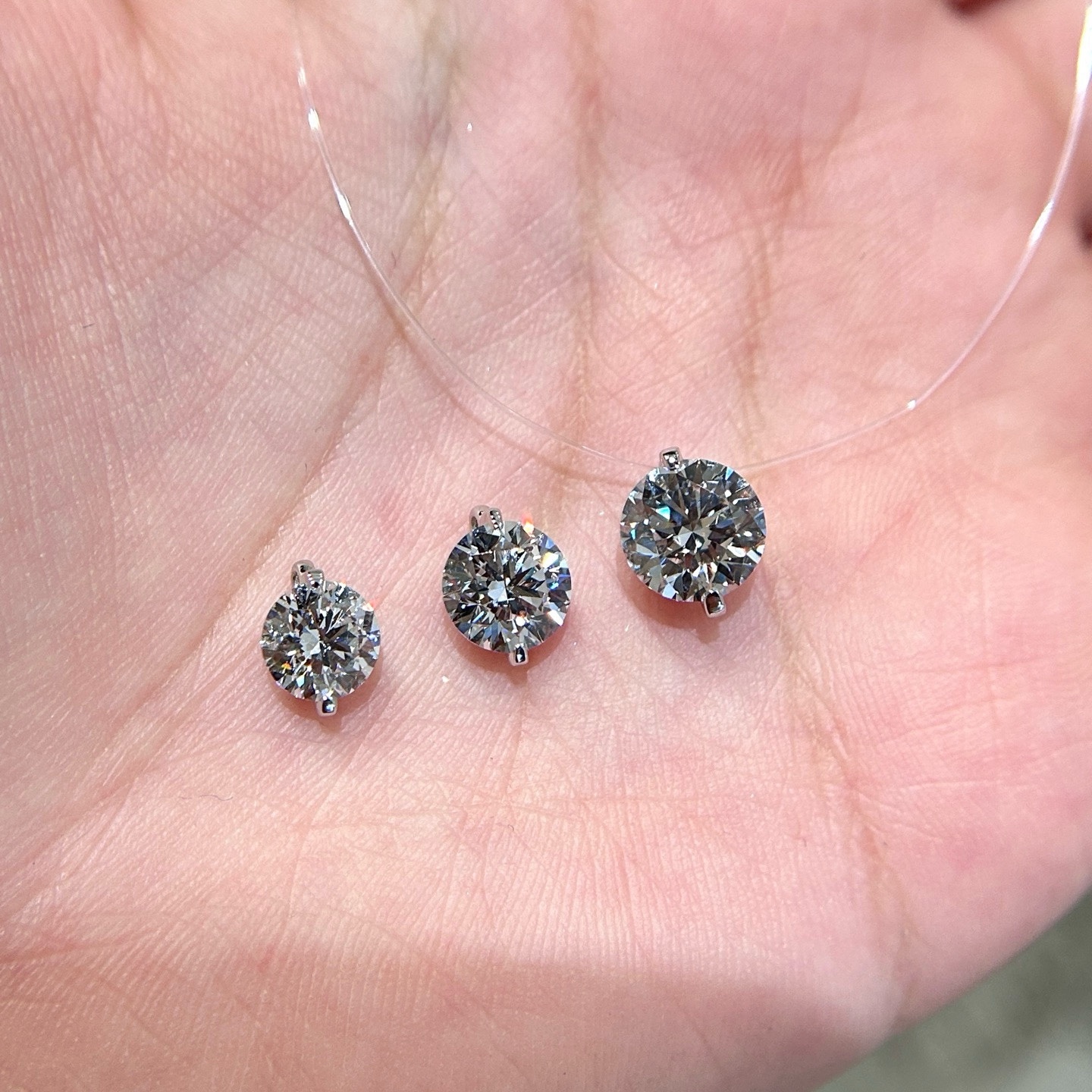 PT950铂金培育钻石人鱼之泪项链女隐形鱼线锁骨链轻奢高级感礼物