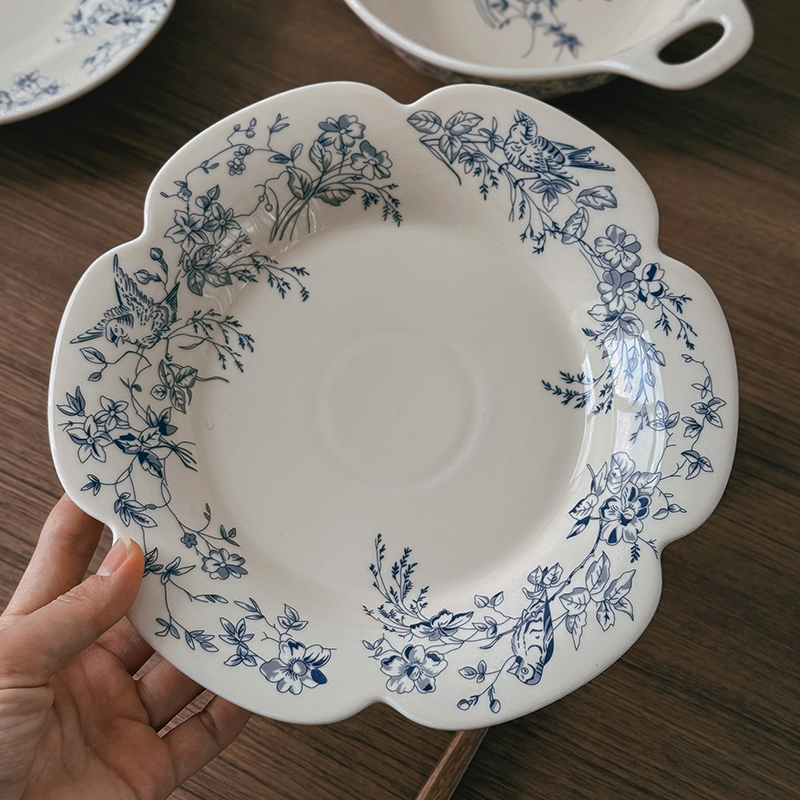 中古风餐具漂亮盘子高级感陶瓷餐盘碟子好看的菜盘家用2025新款