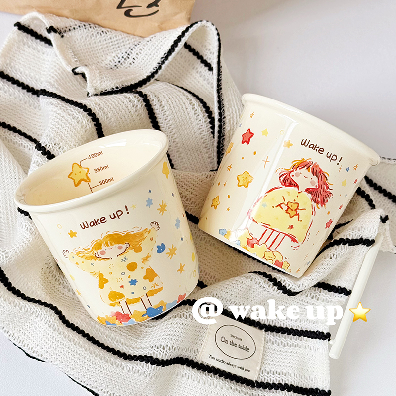 插画师款陶瓷手握杯星星女孩