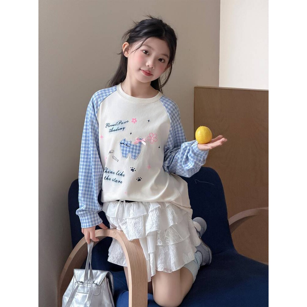 高档品牌女童卫衣2026春装新款韩范时尚长袖t恤女大童春秋潮搭洋