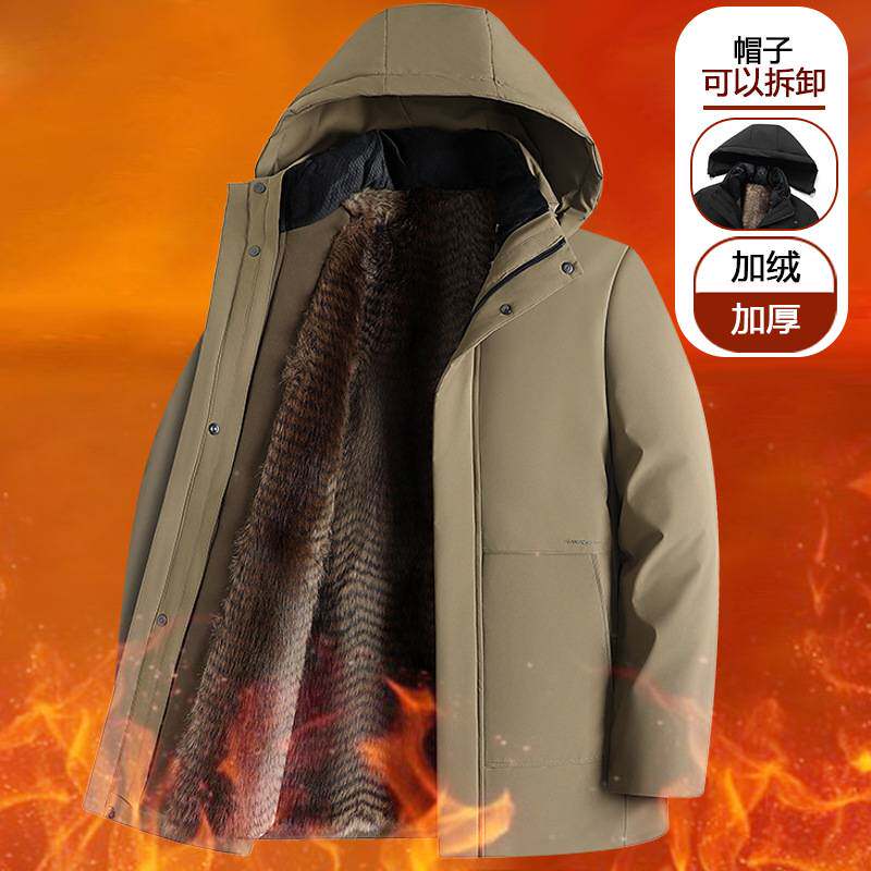 高档品牌热卖冬季男士新款加绒加厚棉服中老年爸爸装棉袄保暖外套