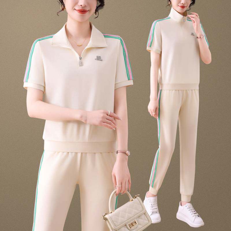 高档品牌运动套装女夏季薄款2026新款中年妈妈装宽松显瘦跑步休闲