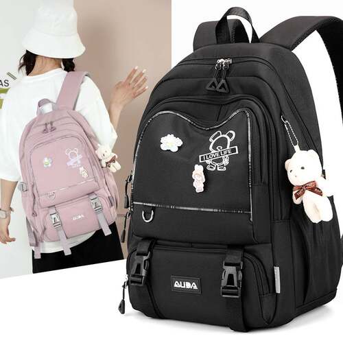 高档品牌backpack高颜值初中书包女大容量中学生双肩包可LOGO