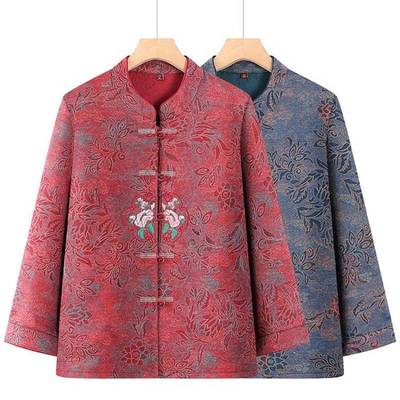 品牌喜家婆精品女装奶奶秋装长袖衬衫中老年人70岁衬衣外婆老太太