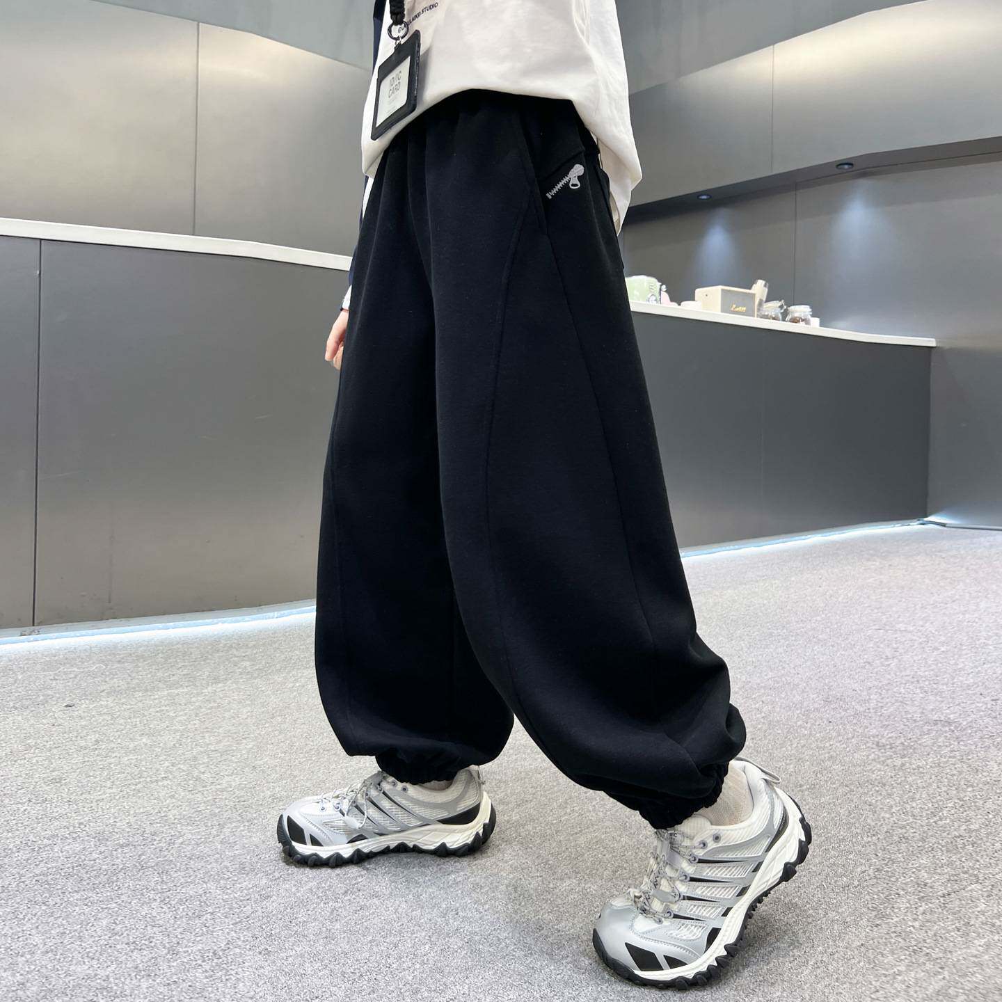 高档品牌男童春秋卫裤中大童潮酷宽松运动裤男孩韩版针织休闲束脚