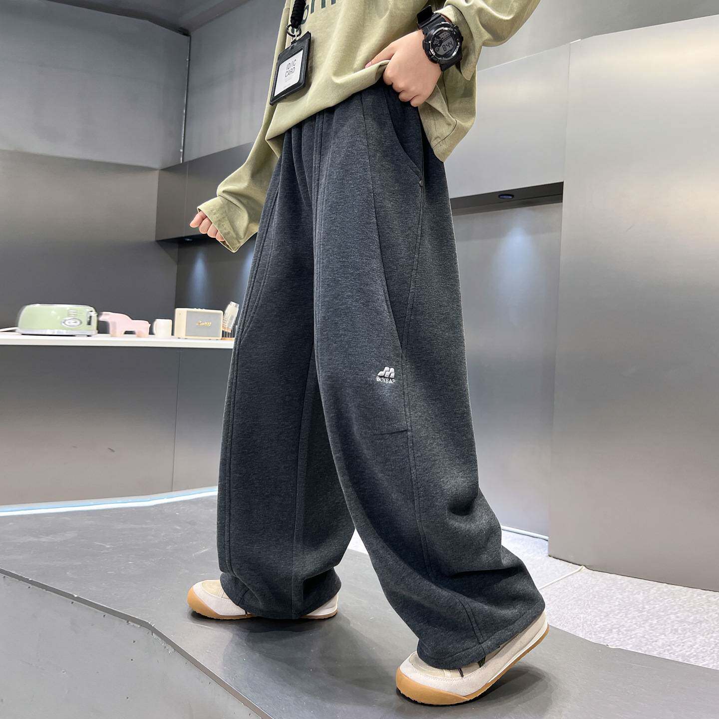 高档品牌男童针织卫裤休闲潮范韩版春秋装中大儿童宽松运动时尚阔