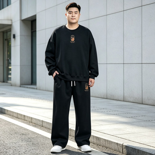 加肥加大码运动休闲两件套装男士
