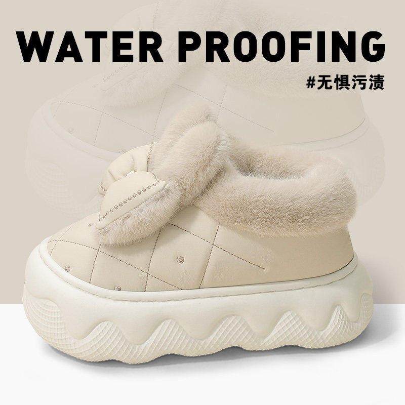 蝴蝶结棉拖鞋女款2025冬季包跟外穿防水防滑加绒加厚亲子雪地靴女,居家布艺,居家棉拖/棉鞋,淘宝优惠券,粉丝福利购,淘宝优惠卷