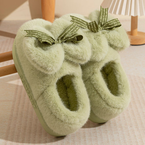 蝴蝶结包跟棉拖女秋冬季2024新款