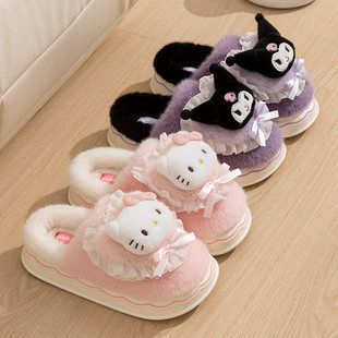 可爱棉拖鞋女士2025冬季新款儿童居家毛绒保暖亲子凯蒂猫棉鞋女款