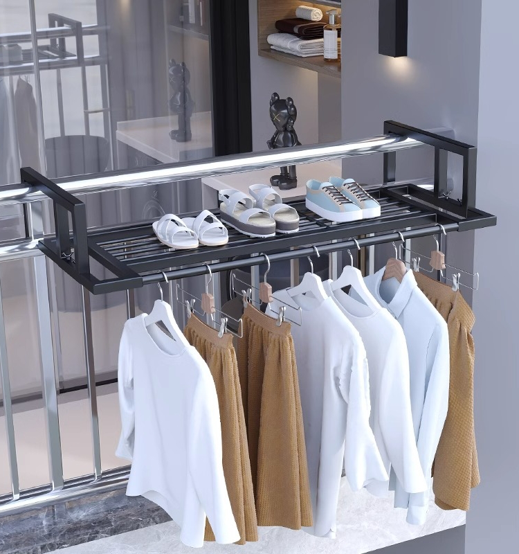 德国免打孔阳台栏杆晾衣晒鞋神器